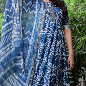 Indigo HANDBLOCK COTTON SUIT SET, salwar
